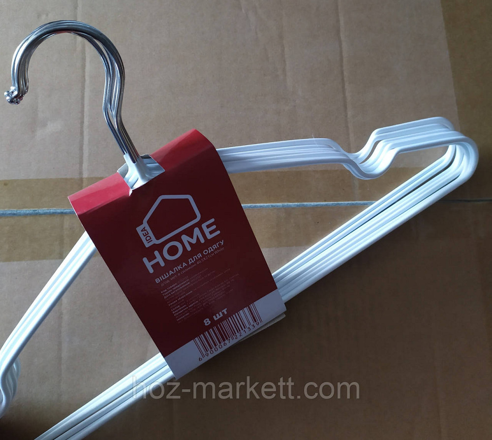 Вішалки плічка, тремпіль білий металевий у силіконовому покритті з хромованим гачком тонкий 8 од в уп Харків - фото 6