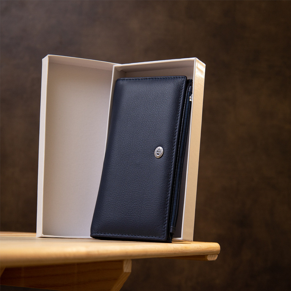 Стильний жіночий шкіряний гаманець ST Leather 19382 Темно-синій Київ - фото 1