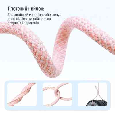 Дата кабель USB-C to USB-C 1.0m 60W 3.0А pink ColorWay (CW-CBPDCC061-P) Винница