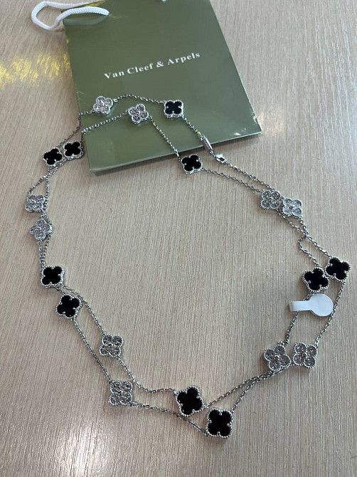 Подвеска Van Cleef  20 элементов  Эмаль под агат, цирконы, белое золото Одесса - изображение 1