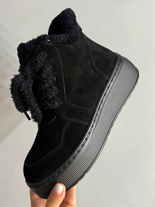 Ботинки женские Hengji 307-5 натуральная замша утепленные на высокой подошве черные, 38, 24 см Киев - изображение 3