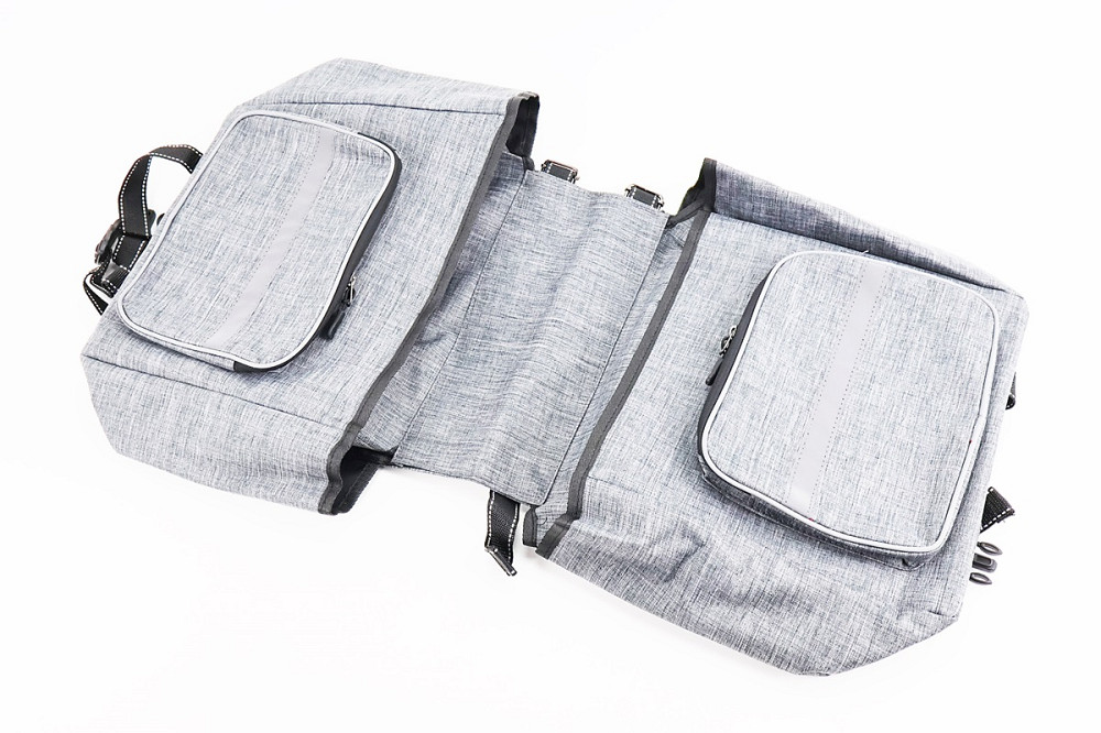 Сумка-штани на багажник, з вологозахисними 4 відділеннями, кріпл. на липучці, світловідбиваючі смуги, сіра Київ - фото 3