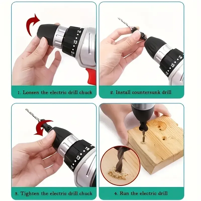 Набор сверл с зенковкой 5 шт HSS 4241, шестигранный хвостовик 6.35 мм, для мебели и дерева Киев - изображение 5