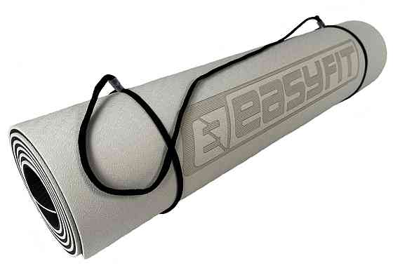 EasyFit Килимок для йоги та фітнесу EasyFit TPE+TC 6мм двошаровий сірий-чорний Коломыя