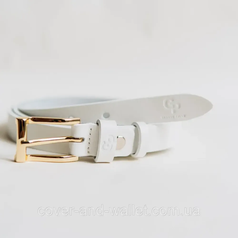 Білий тонкий жіночий пояс з натуральної італійської шкіри Grande Pelle 20 мм Grande Pelle Київ - фото 1