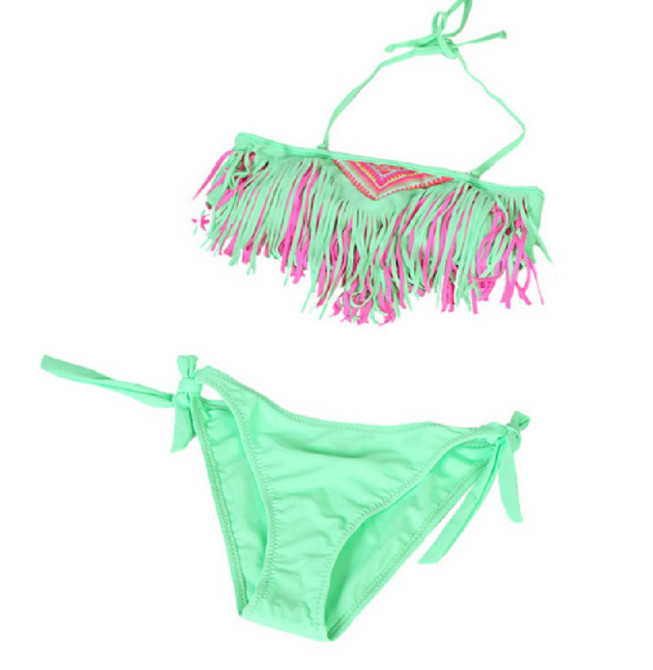 Купальник девочке раздельный салатово-розовый Киев - изображение 3