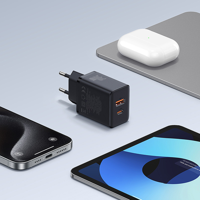 Мережевий зарядний пристрій Baseus Cube Fast Charger C+U 30W EU Cluster Black Київ - фото 11