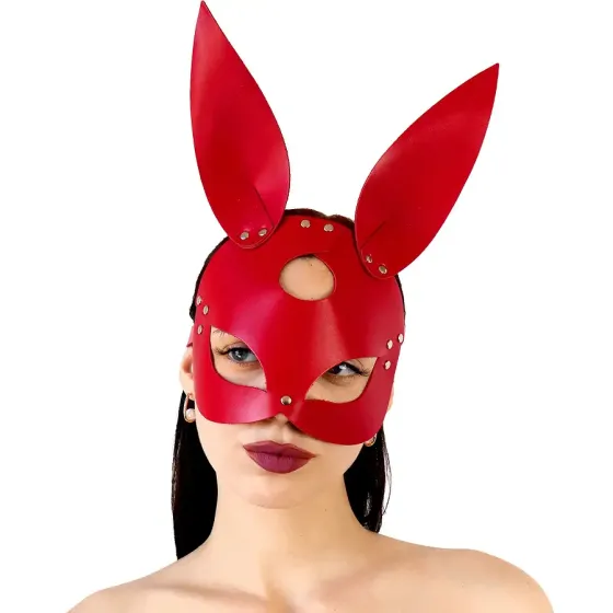 Шкіряна маска Зайчика Art of Sex - Bunny mask, колір Червоний Львів