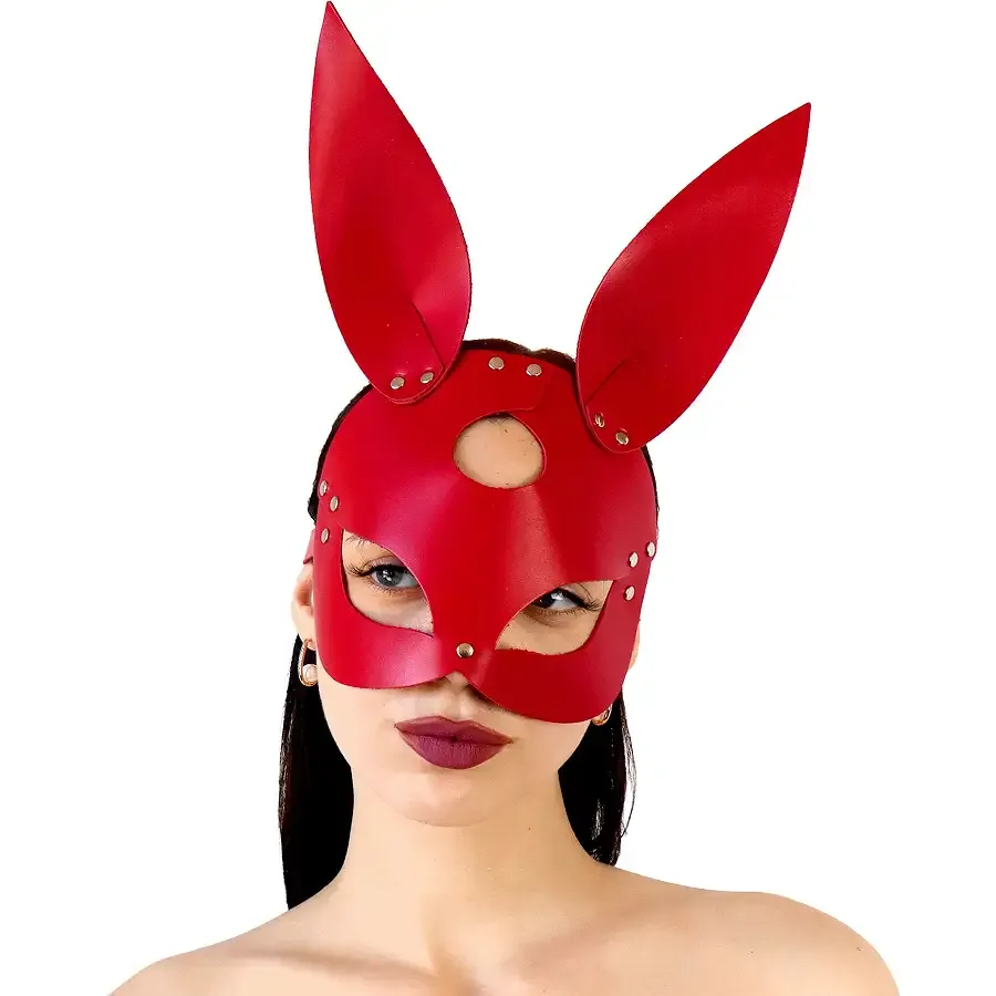 Шкіряна маска Зайчика Art of Sex - Bunny mask, колір Червоний Львів - фото 1