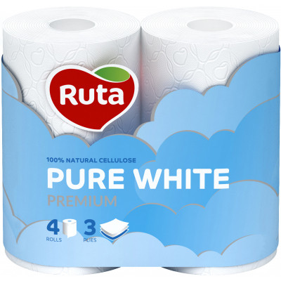 Туалетний папір Ruta Pure White 3 шари 4 рулони (4820023747531) Вінниця - фото 1