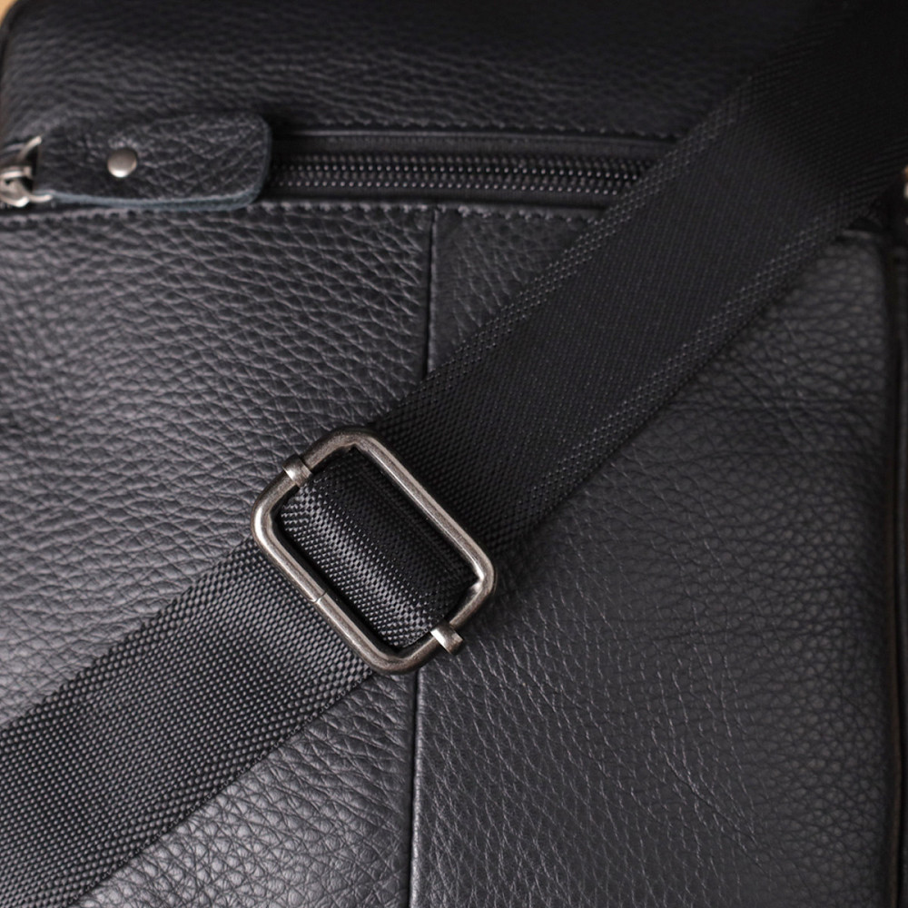 Вместительная мужская сумка на плечо из натуральной кожи Vintage 23022 Черный Киев - изображение 1