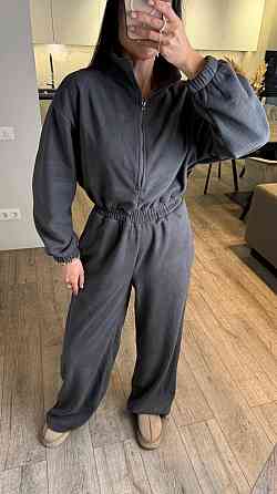 Жіночий повсякденний теплий комбінезон із флісу Графіт Одеса