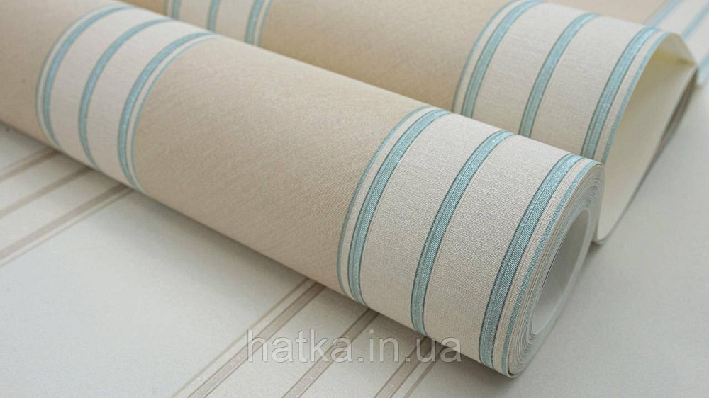 Шпалери метрові вінілові на флізеліні Sintra Classic класика смуги широкі бежеві сріблясто зелені 445327 Київ - фото 3