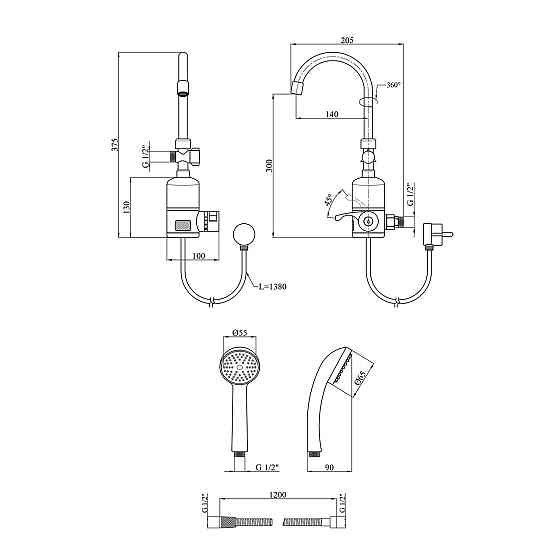 Проточний водонагрівач настінний Kroner KRM Volt - CW190WMDS з дисплеєм Київ