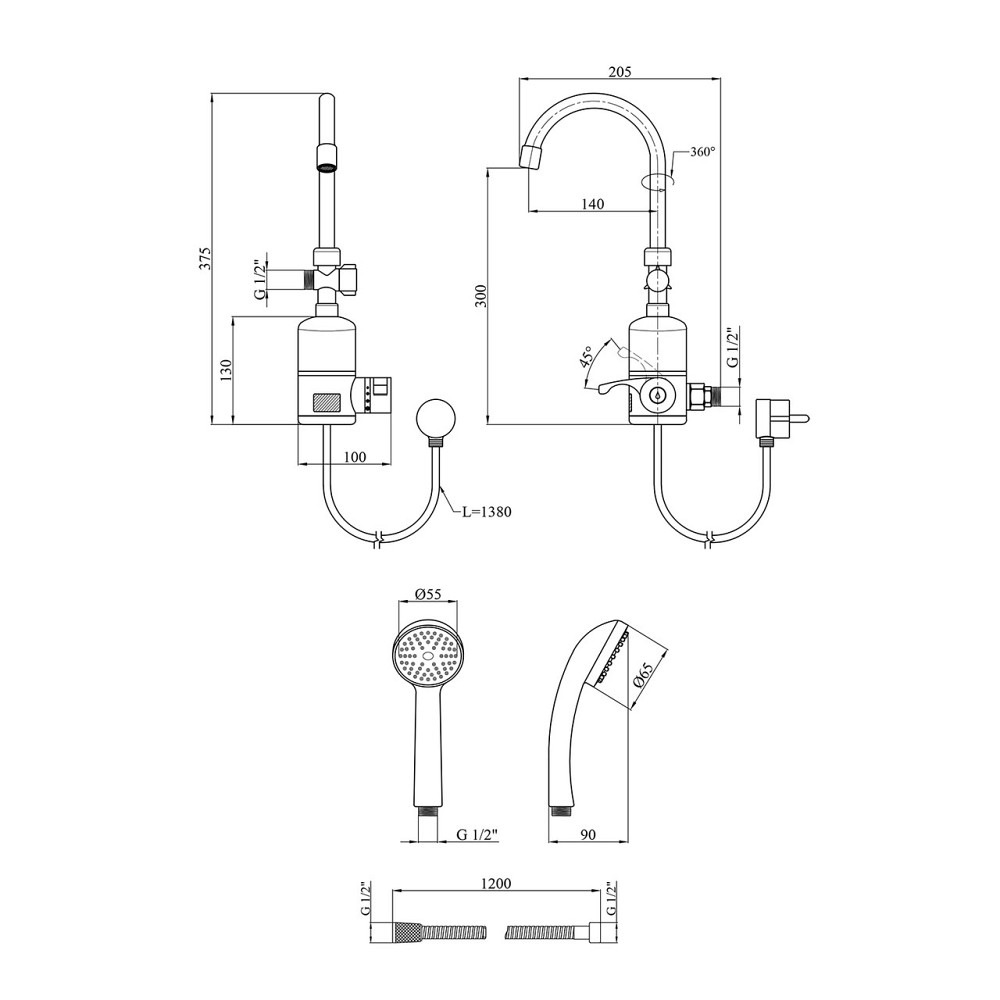 Проточный водонагреватель настенный Kroner KRM Volt - CW190WMDS с дисплеем Киев - изображение 2