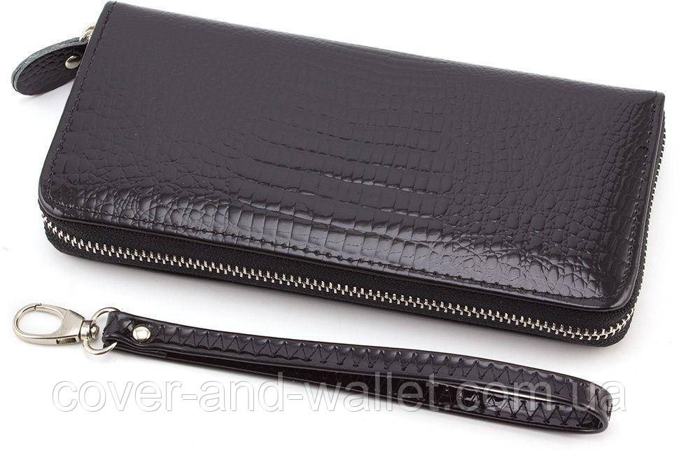 Елегантний жіночий гаманець на блискавці чорного кольору Київ - фото 2