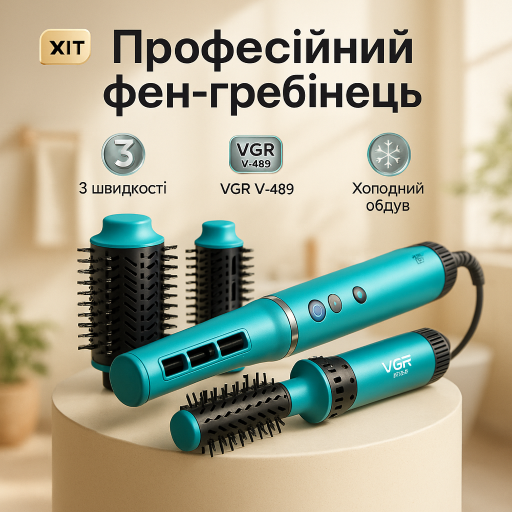 Стайлер для завивки VGR V-489, Фен з насадкою для прикореневого об'єму Хороший фен волосся AQ-18 Львів - фото 17