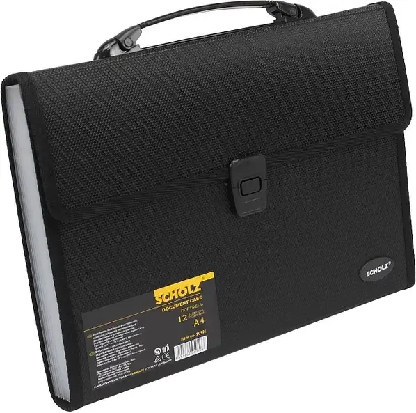 Портфель А4 12відділення "Scholz" 10501 з регістрами чорний, шт Київ - фото 1