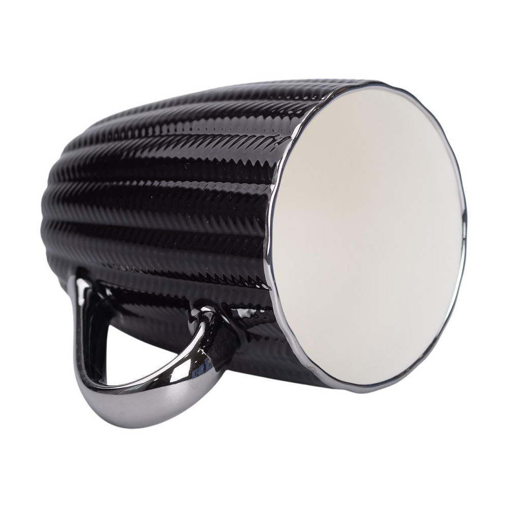 Чашка фарфорова 400 мл з сріблястим ободком, чорна Київ - фото 3