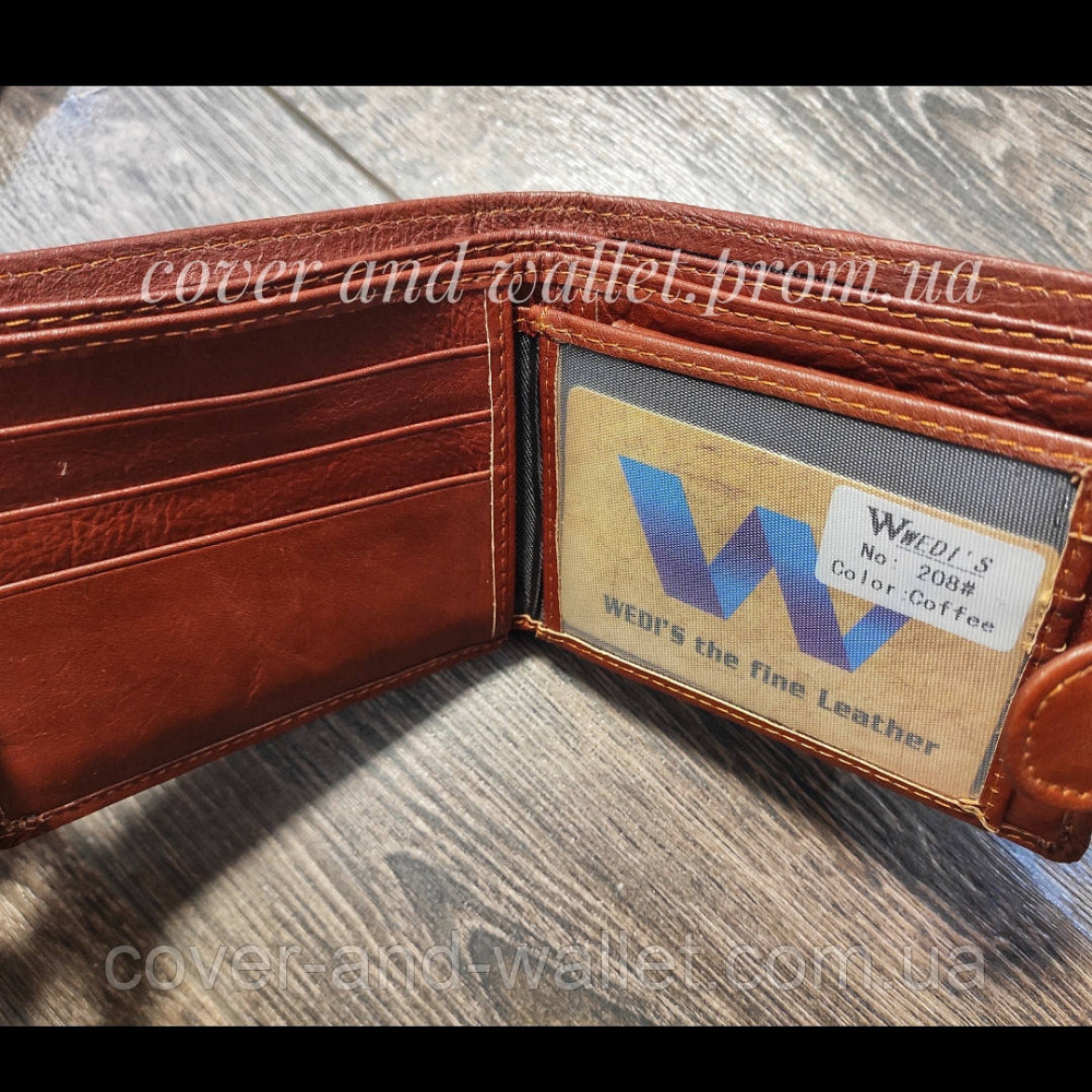 Світло-коричневий чоловічий шкіряний гаманець на кнопці середнього розміру Нorton Київ - фото 5