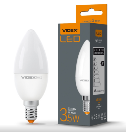 Лампа LED C37e 3,5W E14 4100К 220V Videx Житомир - изображение 1