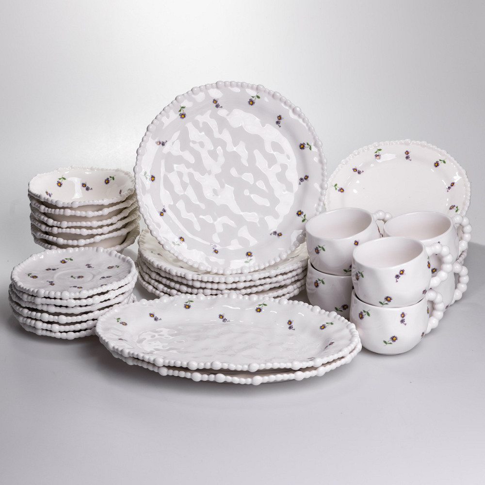 Столовий набір посуду тарілок і чашок 32 предмети на 6 персон Pearl порцеляновий YY78-4A Коломия - фото 1