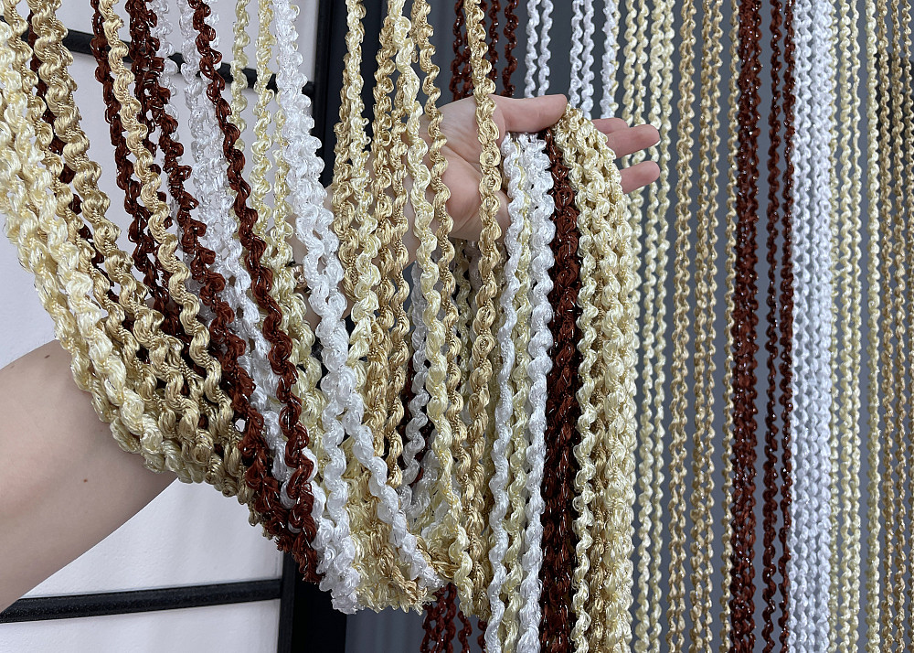 Шторы-нити спираль с люрексом Бежевый с коричнево-белым 300х300см 1 шт (61-053) Киев - изображение 8