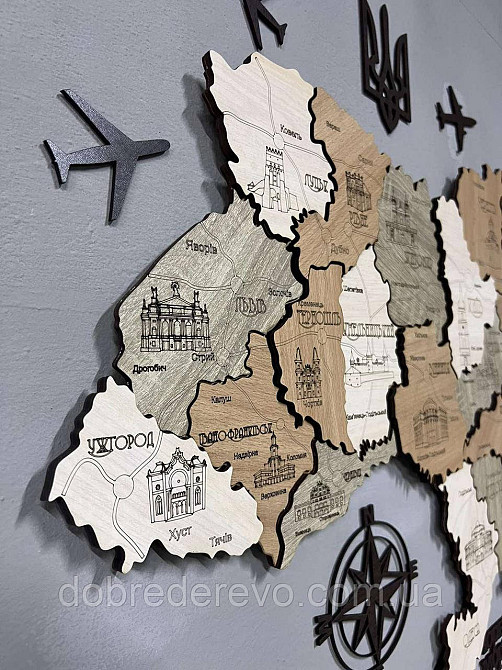 Багатошарова карта України 150х100 см. "Тополя" Вижниця - фото 1