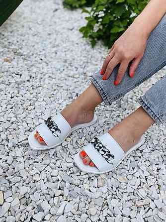 LaDi Шльопанці жіночі LaDi Цепи білі (літо, шкіра натуральна) (4592) Коломыя