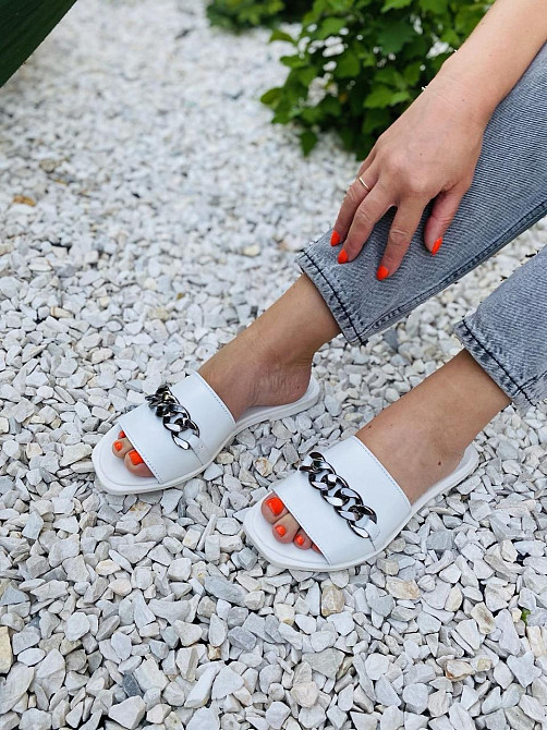 LaDi Шльопанці жіночі LaDi Цепи білі (літо, шкіра натуральна) (4592) Коломыя - изображение 4