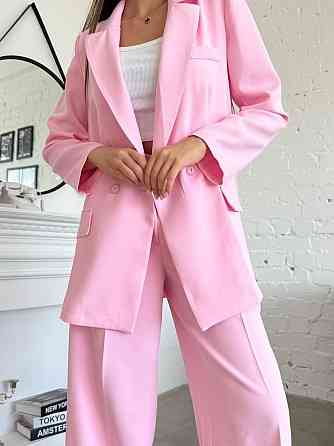 Жіночий стильний діловий костюм ( піджак + штани) креп-костюмка Рожевий, 42/44 Одеса