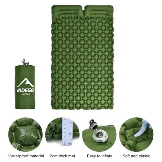 Матрас коврик надувной NMN-207 туристический с подушкой с чехлом 190 х 120 х 5 см Зелёный Коломия