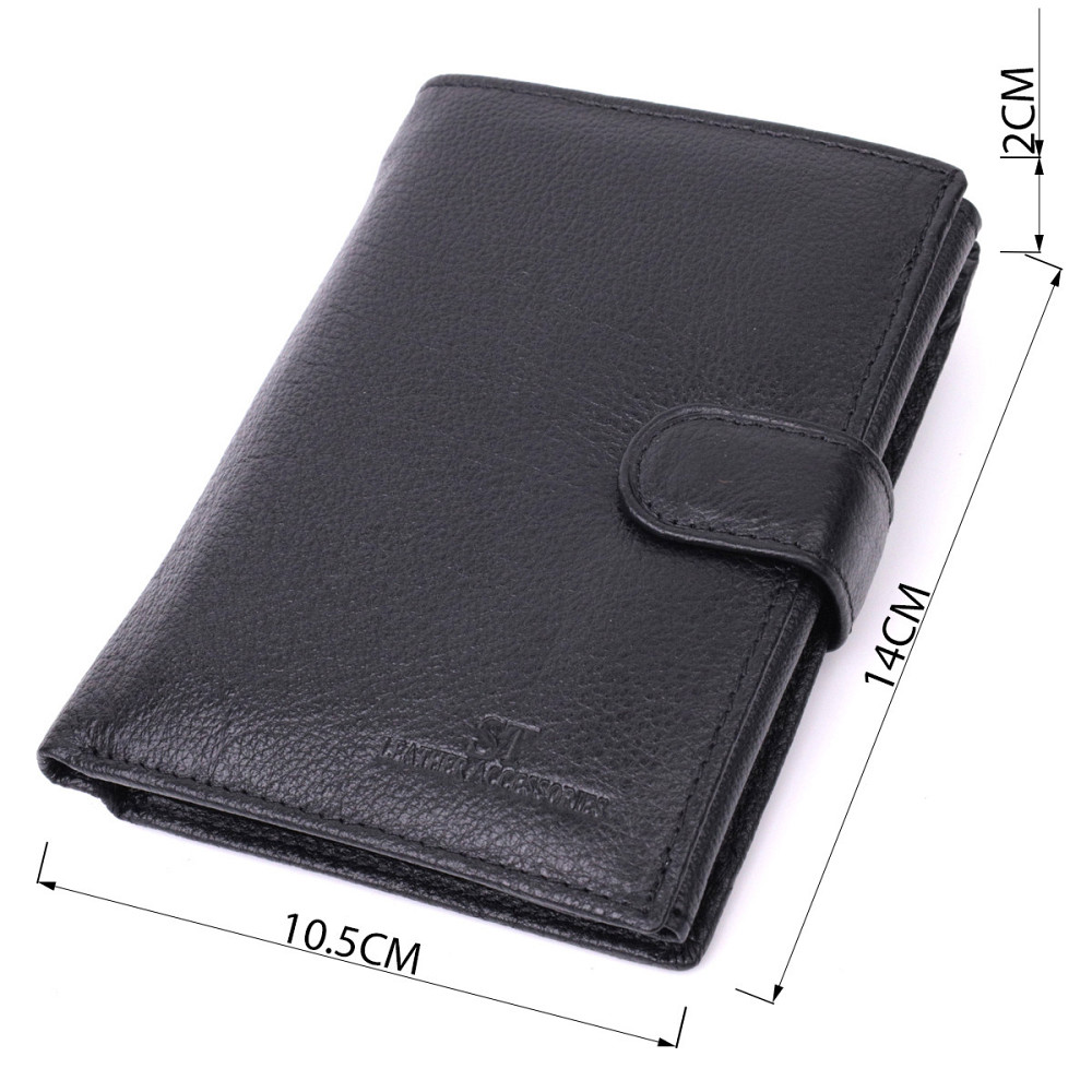 Вместительный мужской бумажник с блоком под документы из натуральной кожи ST Leather 22491 Черный Киев - изображение 3