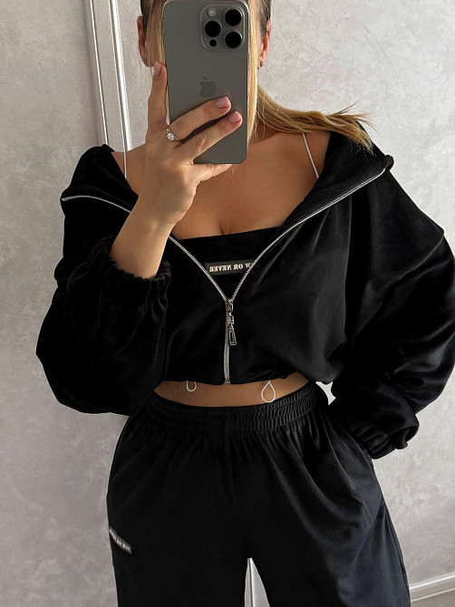 Женский повседневный стильный костюм тройка велюр Одесса - изображение 3