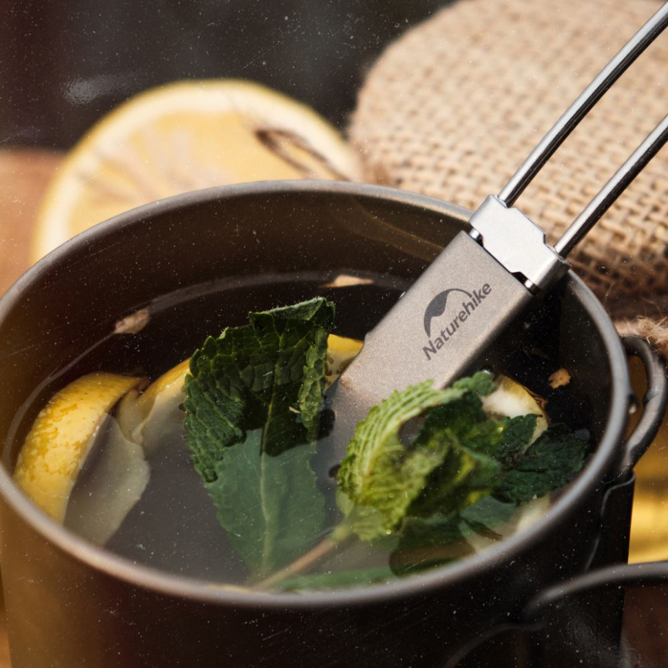 Ложко-виделка титанова складана Naturehike NH19C001-J сіра з мішечком Киев - изображение 9