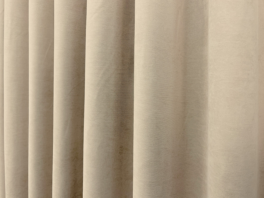 Комплект штор VR-Textil Мікровелюр Petek 150х270 2шт і Тюль 600х270 2013ш-1706т Бежевий з молочним 71-194/5 Київ - фото 7