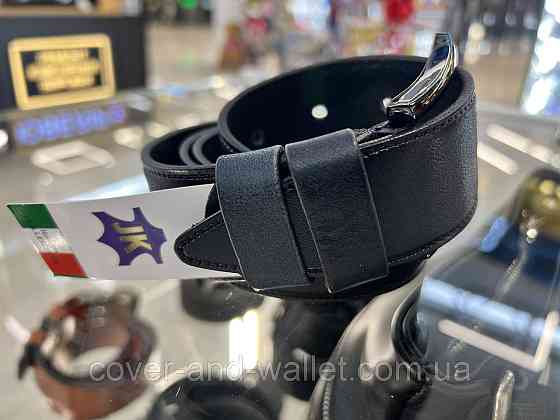 Широкий чоловічий ремінь з італійської шкіри синього кольору 40 мм PS Leather Київ