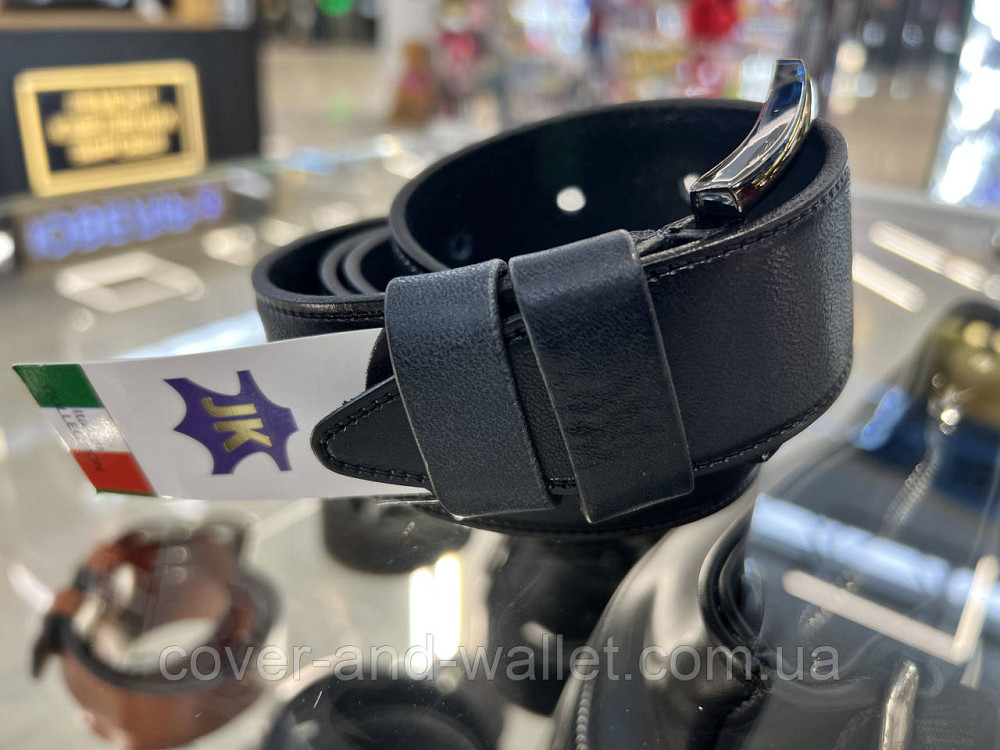 Широкий чоловічий ремінь з італійської шкіри синього кольору 40 мм PS Leather Київ - фото 2