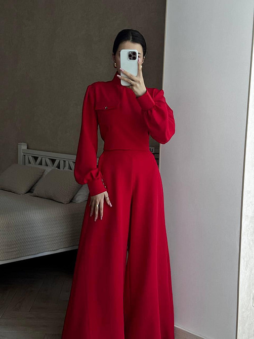 Жіночий базовий костюм-двійка: кофта та штани з костюма Червоний, 42/44 Одеса - фото 1