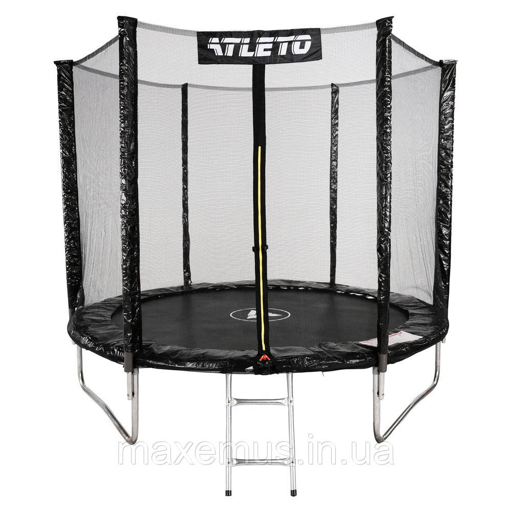 Детский батут с защитной сеткой и лестницей Atleto 183 см (6 ft) Черный | Гарантия 2 года + Подарок Мостиська - фото 8