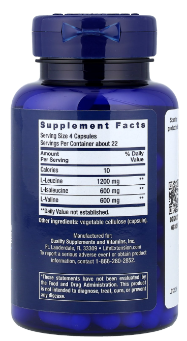 Амінокислоти BCAA Life Extension Branched Chain Amino Acids 90 капс Київ - фото 2