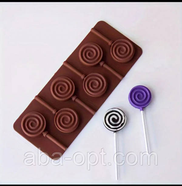 Форма силіконова для льодяників на 6 виробів 23 х 9,5 см Спіраль ( шт.) Одеса - фото 1