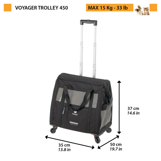 Візок-перевезення на колесах для маленьких собак і кішок Ferplast Voyager Trolley (Ферпласт Вояєр Тролів) Чорний Запоріжжя