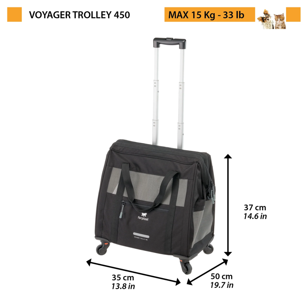 Візок-перевезення на колесах для маленьких собак і кішок Ferplast Voyager Trolley (Ферпласт Вояєр Тролів) Чорний Запоріжжя - фото 2