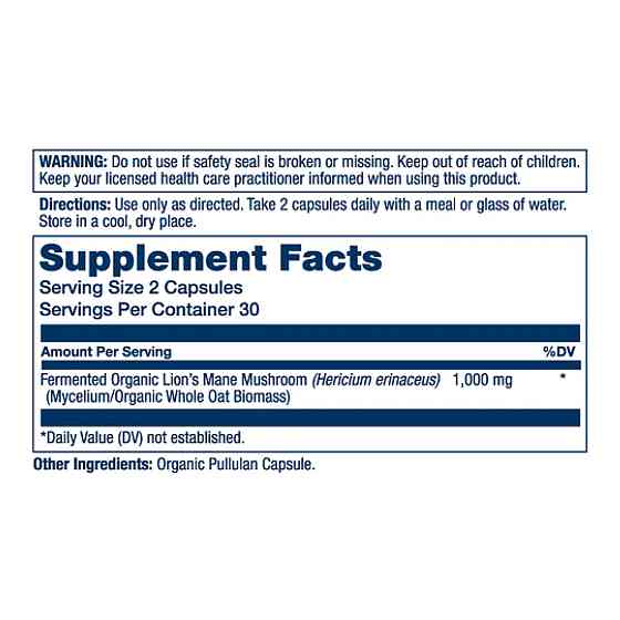 Organic Lion's Mane Fermented 1000mg - 60 caps Луцк