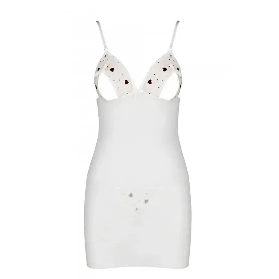 Сорочка з вирізами на грудях, стрінги Passion LOVELIA CHEMISE L/XL, white Львів