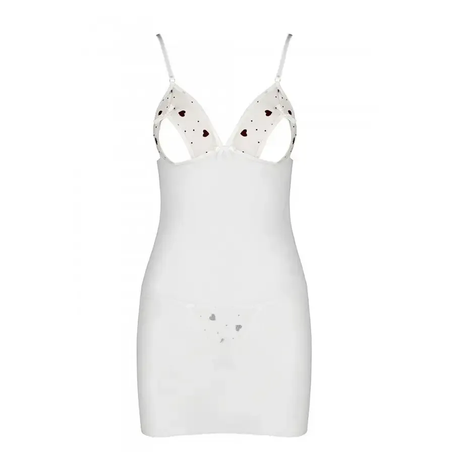 Сорочка з вирізами на грудях, стрінги Passion LOVELIA CHEMISE L/XL, white Львів - фото 5