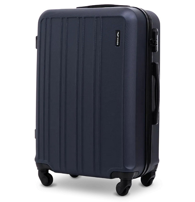 Валіза пластикова Wings HRR01 середня 65 см темно-синя Київ - фото 1