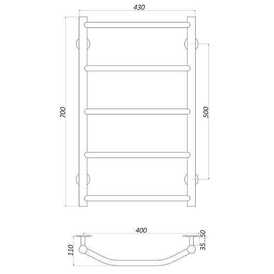 Рушникосушарка UNIO LT W 700-400-5 Драбинка Трапеція вода (000020644) Київ