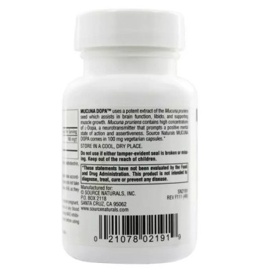 Травы Source Naturals Мукуна Жгучая, Mucuna Dopa, 60 капсул (SN2191) Винница - изображение 2